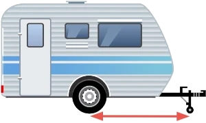Single-axle trailer with an arrow from the wheel to the front jack.